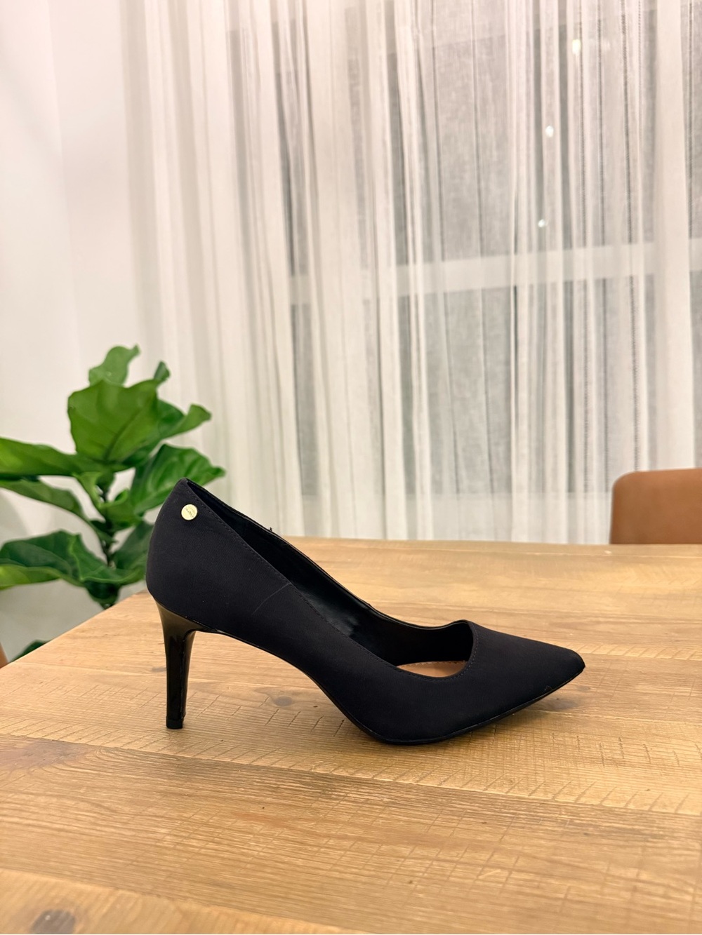 Calvin Klein Black Pointed Toe Mid Heel Pump